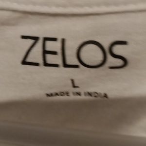 NWT ZELOS girl's red silver & blue shimmering heart blouse Size Large